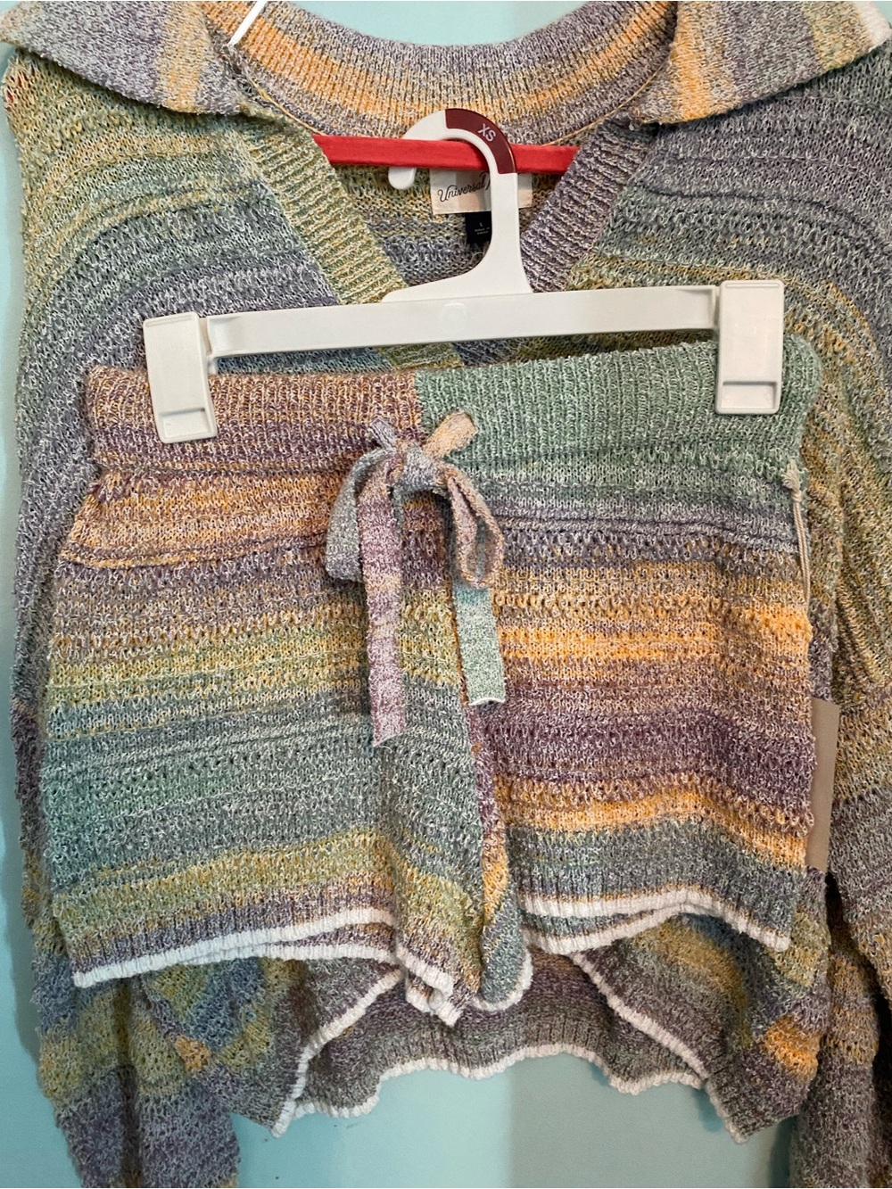 Universal Thread Pastel Striped V-Neck Sweater with Matching shorts